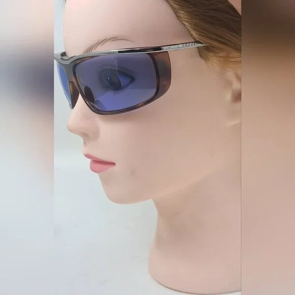 NWT Gucci Women's Sunglasses Vintage Y2K Wrap Havana Blue GG1420/S 65-13-115 - Picture 6 of 15